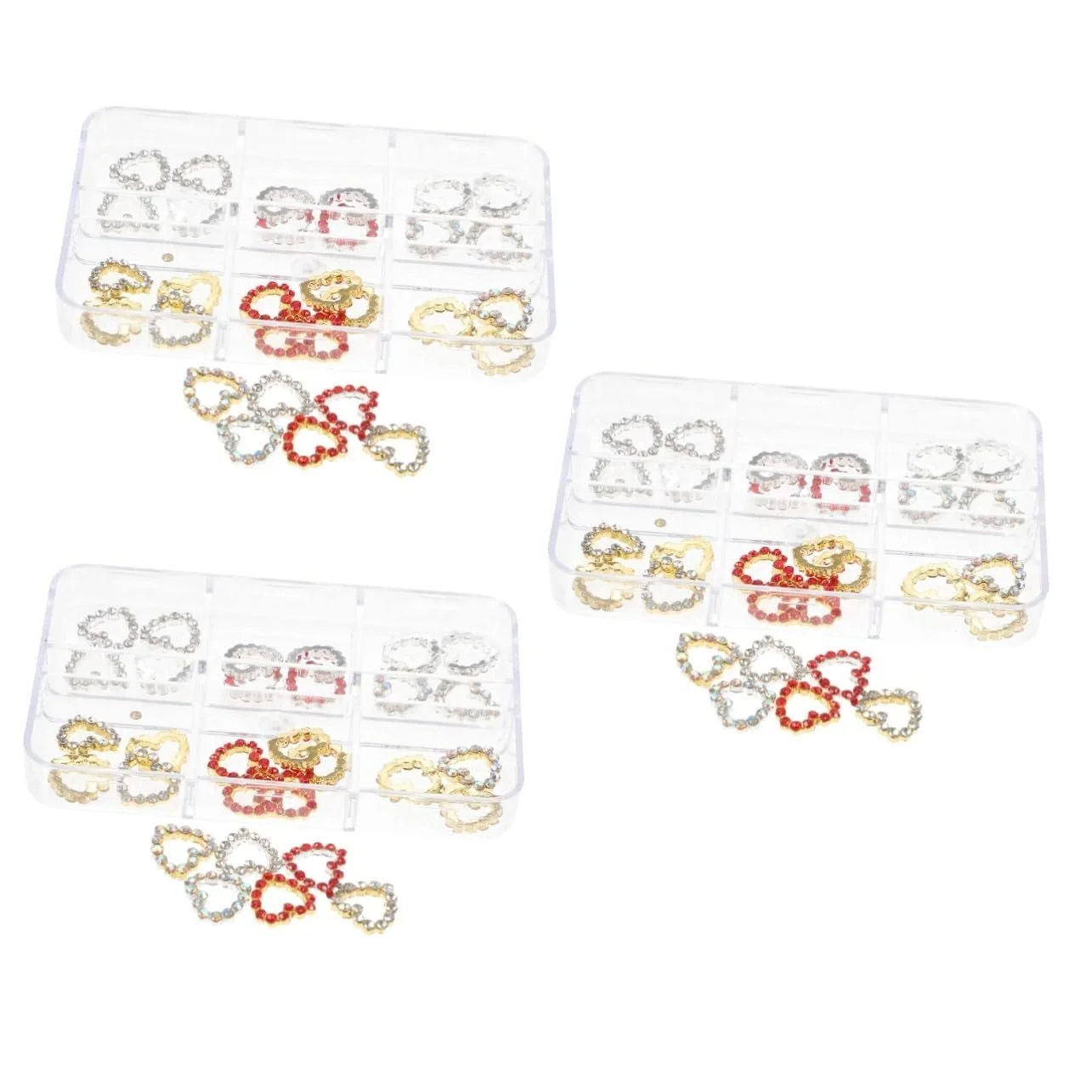 Аксессуары для ногтей Стразы Подвеска-сердце для ногтей Стразы для ногтей Самоклеящиеся стразы для ногтей Сердце Камни для ногтей Украшения для ногтей 3D Маникюр Ювелирные изделия из сплава Упаковка из 90 штук, фото №1