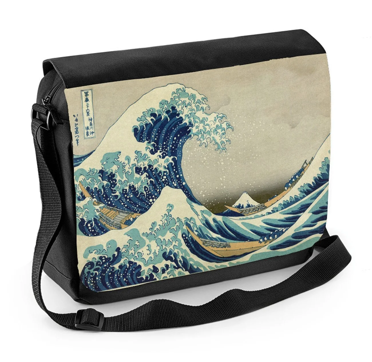Сумка-месенджер для ноутбука Tribal T-Shirts Hokusai The Great Wave Off Kanagawa, чорно-біла, One Size, фото №1 Сумка-месенджер для ноутбука Tribal T-Shirts Hokusai The Great Wave Off Kanagawa, чорно-біла, One Size, фото №1