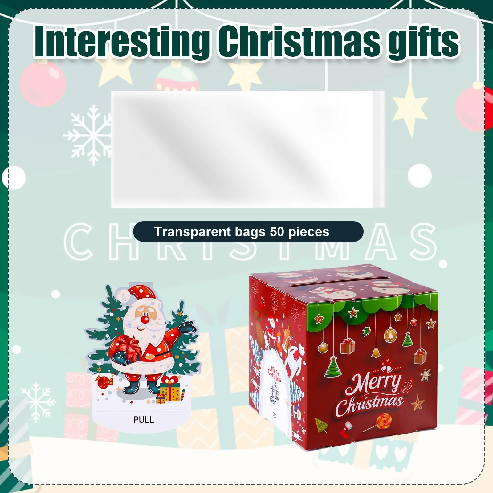 Скарбничка Merry Christmas з висувним механізмом та карткою Санти, фото №3