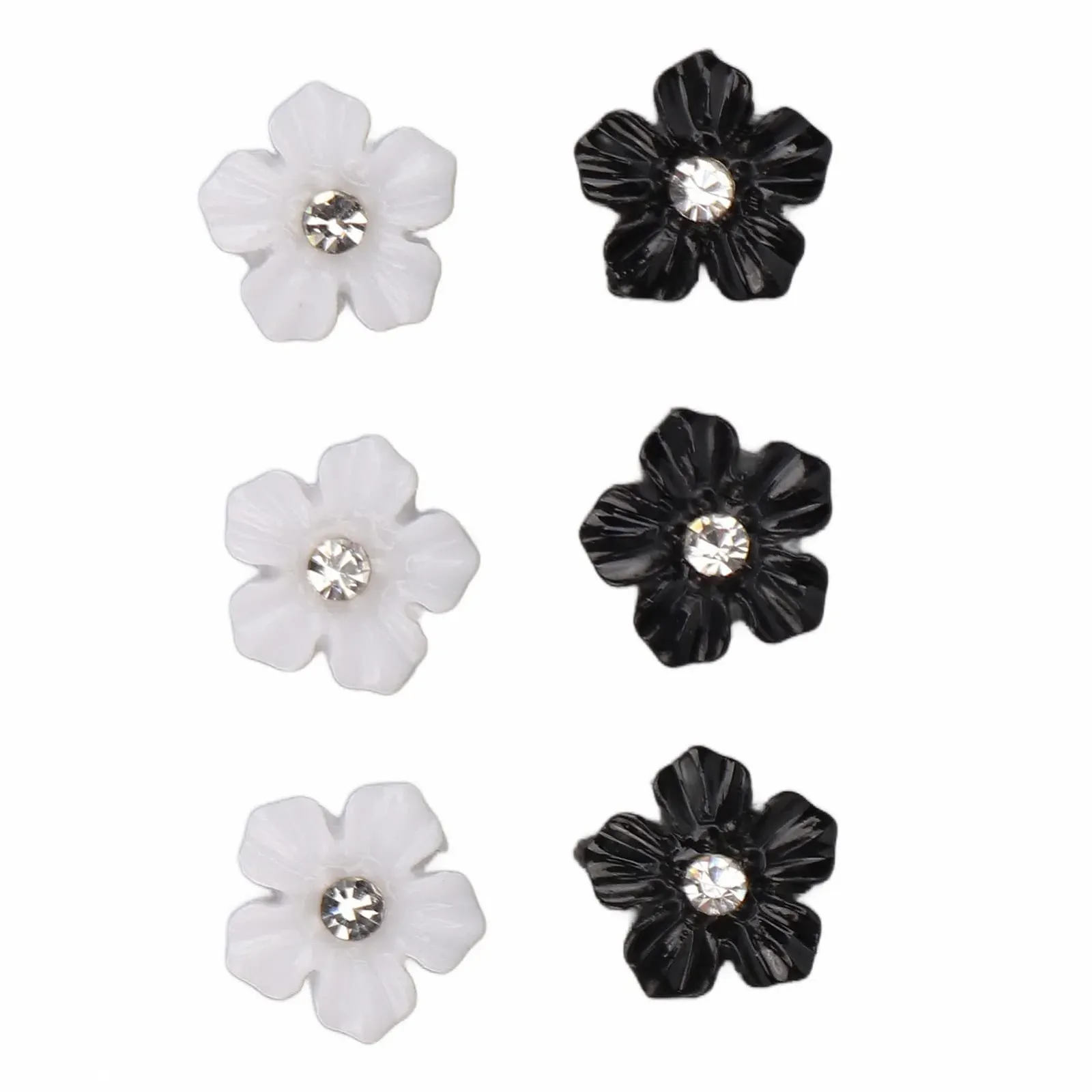 3D Квітка для нігтів 3D Чорно-білий 5 пелюсток прикраси, фото №9