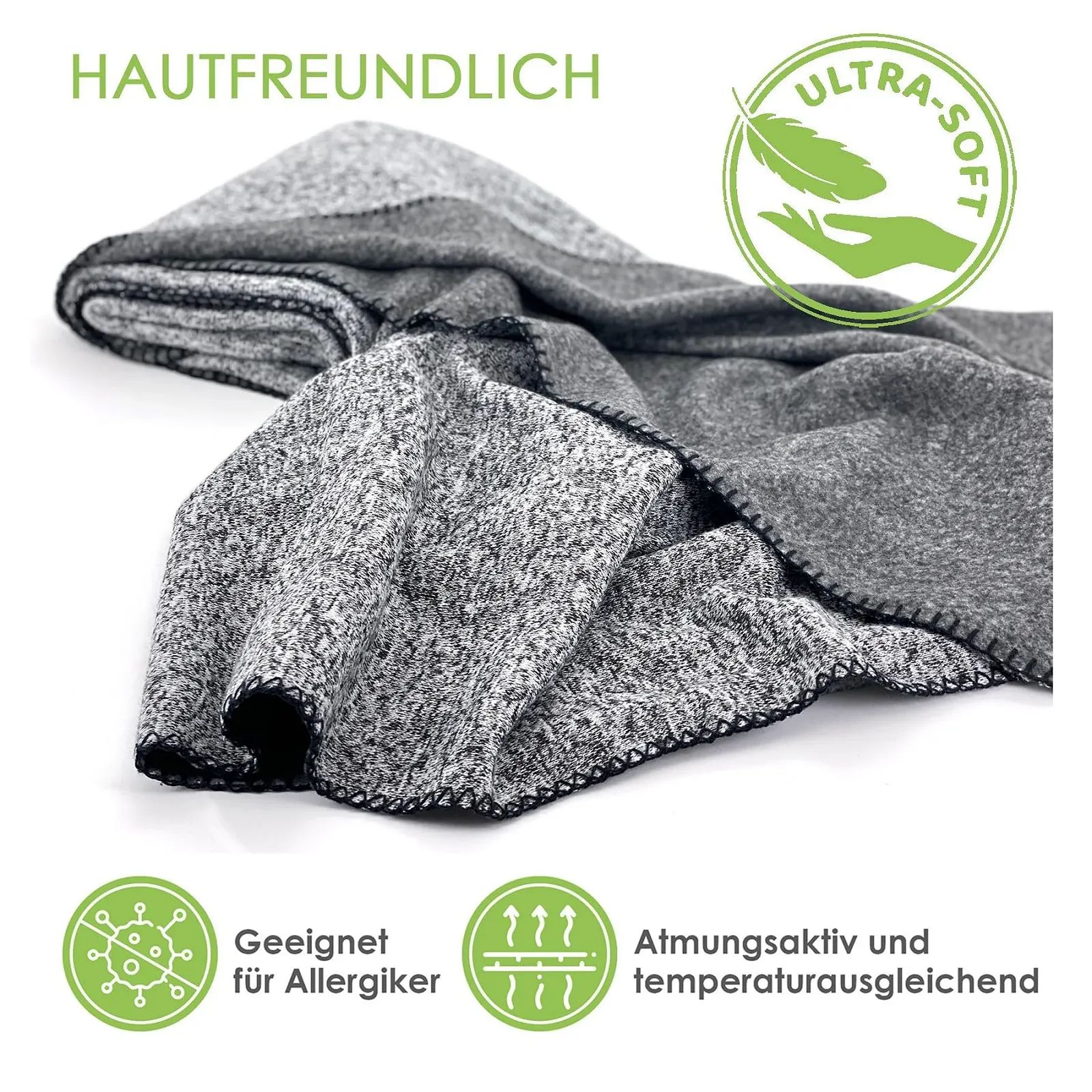 Вязаное одеяло heimtexland Тип 854 Cерый меланж, 150 x 200 см, фото №3