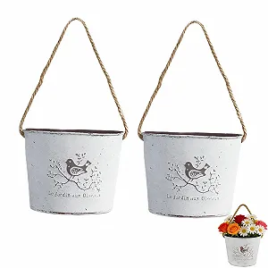 Настінні квіткові горщики напівкруглі набір з 2 шт. ретро білий - Фото 1