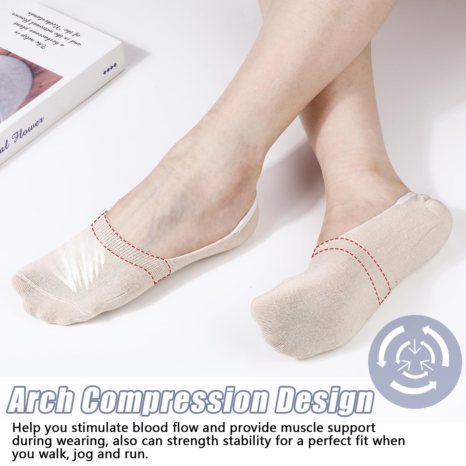 Шкарпетки Жіночі Невидимі Бавовняні Низькі Шкарпетки-слідки, 6 пар, фото №4