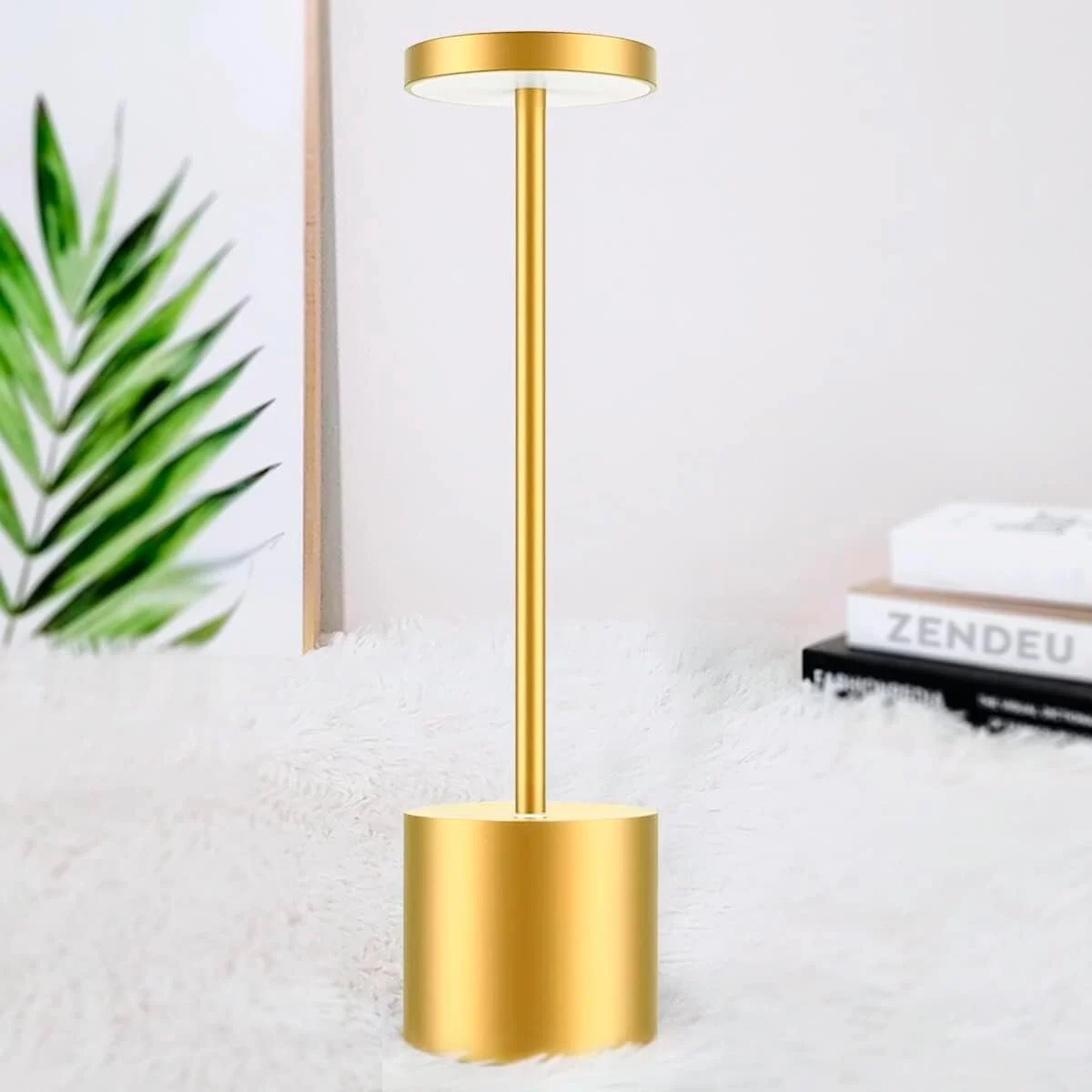 Настільна лампа LED Бездротова 3 режими USB Акумуляторна Золота, фото №9