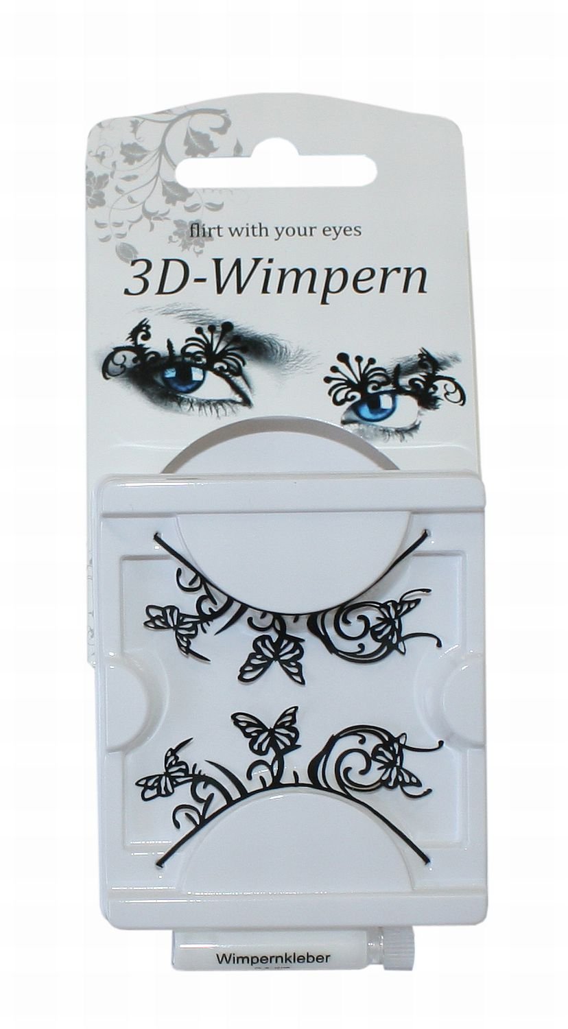 Бумажные ресницы Eulenspiegel 003138 Бабочка Черный Карнавал Тема вечеринка, фото №2