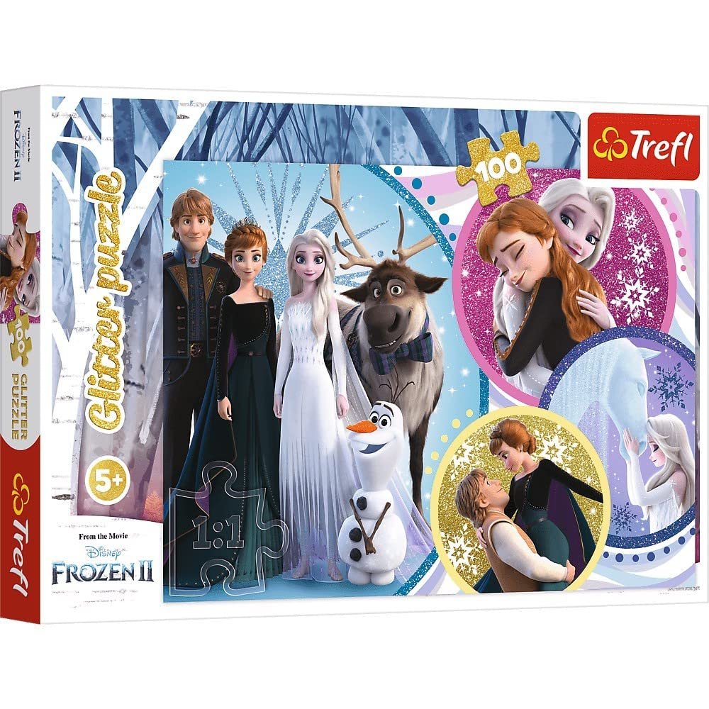 Пазл Trefl Disney Frozen II Glitter in the Glow of Love 100 деталей с блестками, фото №1 Пазл Trefl Disney Frozen II Glitter in the Glow of Love 100 деталей с блестками, фото №1