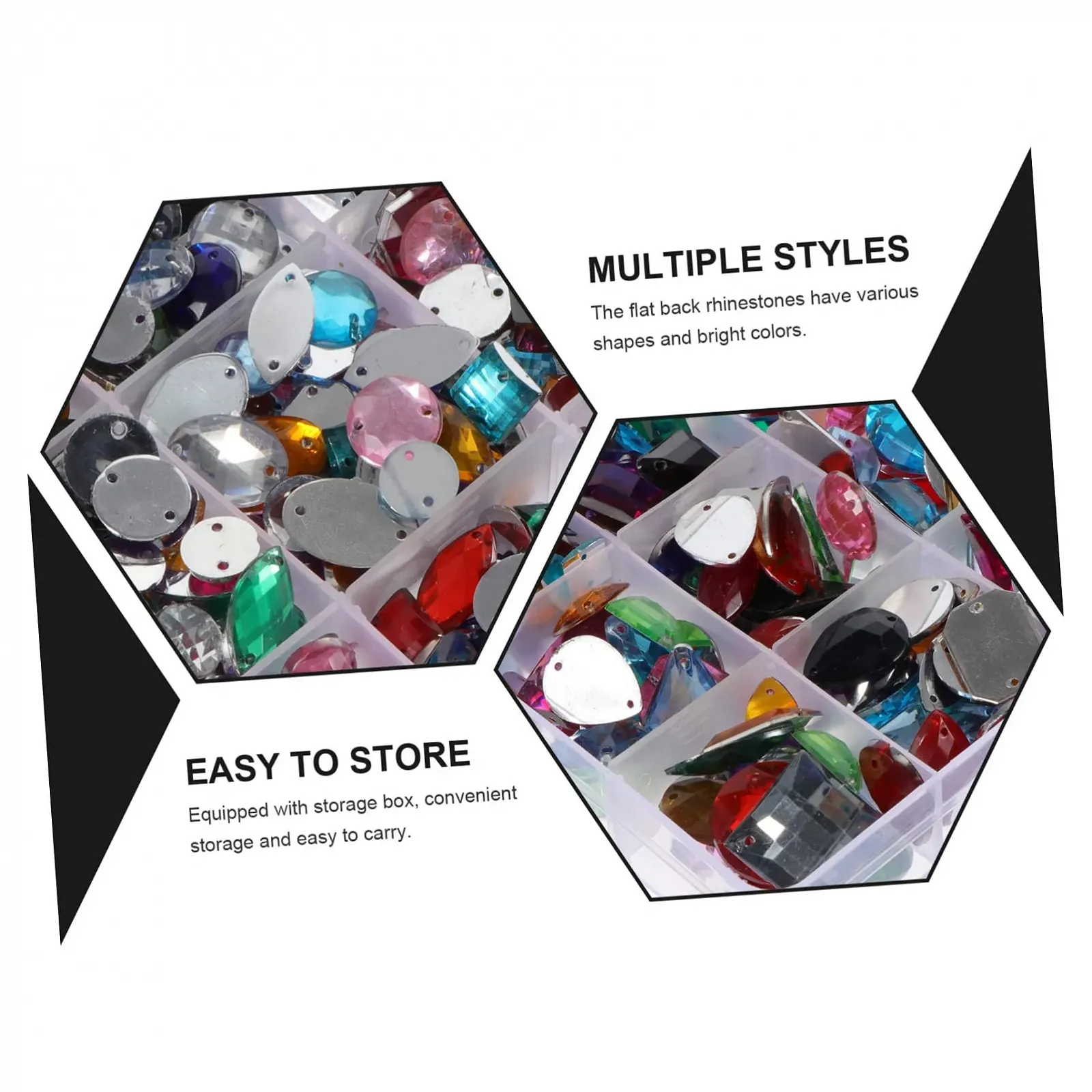Стрази Плоскі Різнокольорові Акрилові з коробкою для зберігання, фото №5