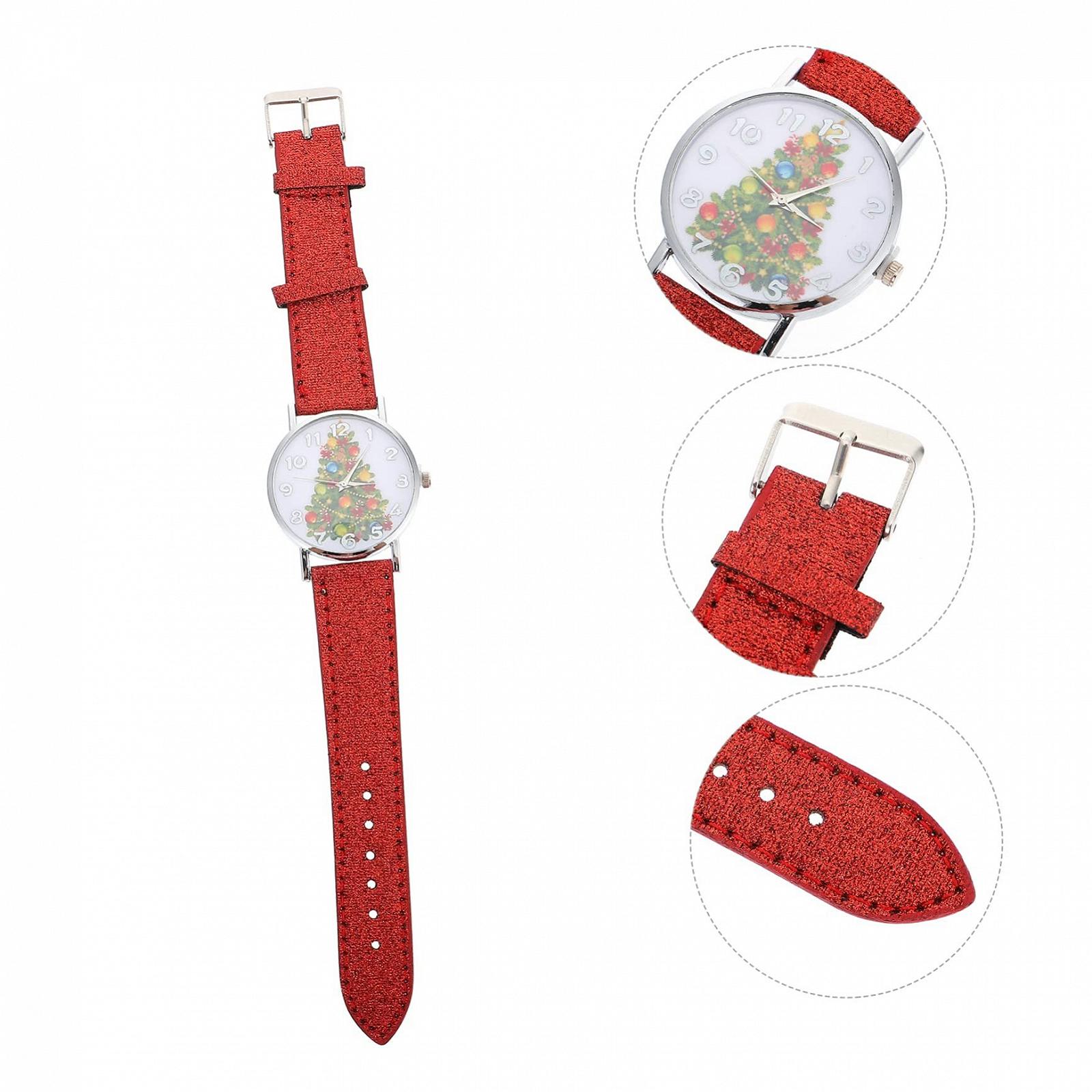 Часы женские PartyKindom Рождественская елка Кварцевые с кожаным ремешком Легкий дизайн, фото №5 Часы женские PartyKindom Рождественская елка Кварцевые с кожаным ремешком Легкий дизайн, фото №5