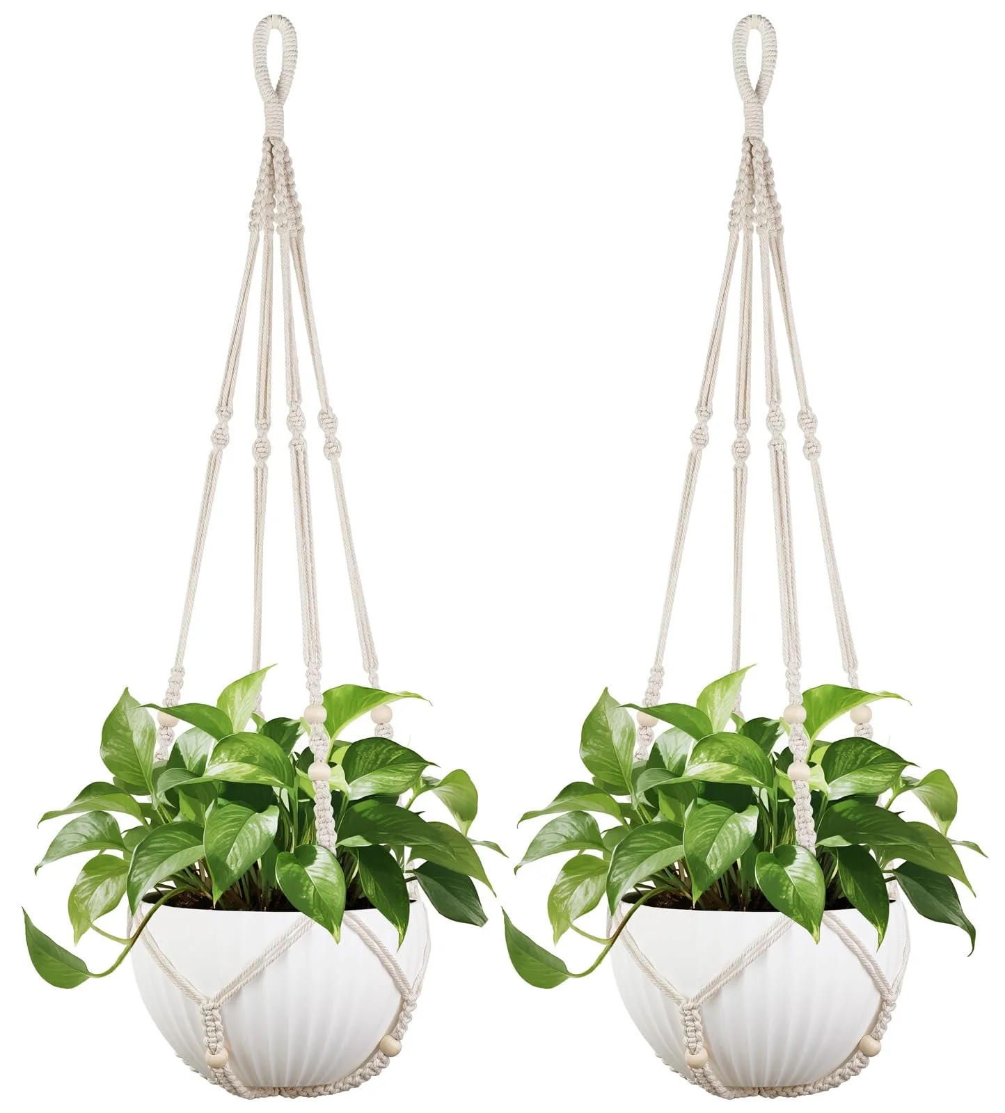 Підвіс для рослин Mkono Macrame 43 дюйми Set of 2 Ivory, фото №1 Підвіс для рослин Mkono Macrame 43 дюйми Set of 2 Ivory, фото №1