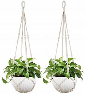 Підвіс для рослин Mkono Macrame 43 дюйми Set of 2 Ivory - Фото 1