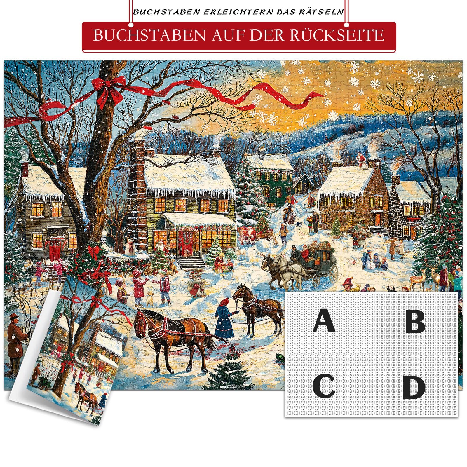 Пазл HUADADA Різдвяний лось 1000 елементів 70 x 50 см, фото №5 Пазл HUADADA Різдвяний лось 1000 елементів 70 x 50 см, фото №5
