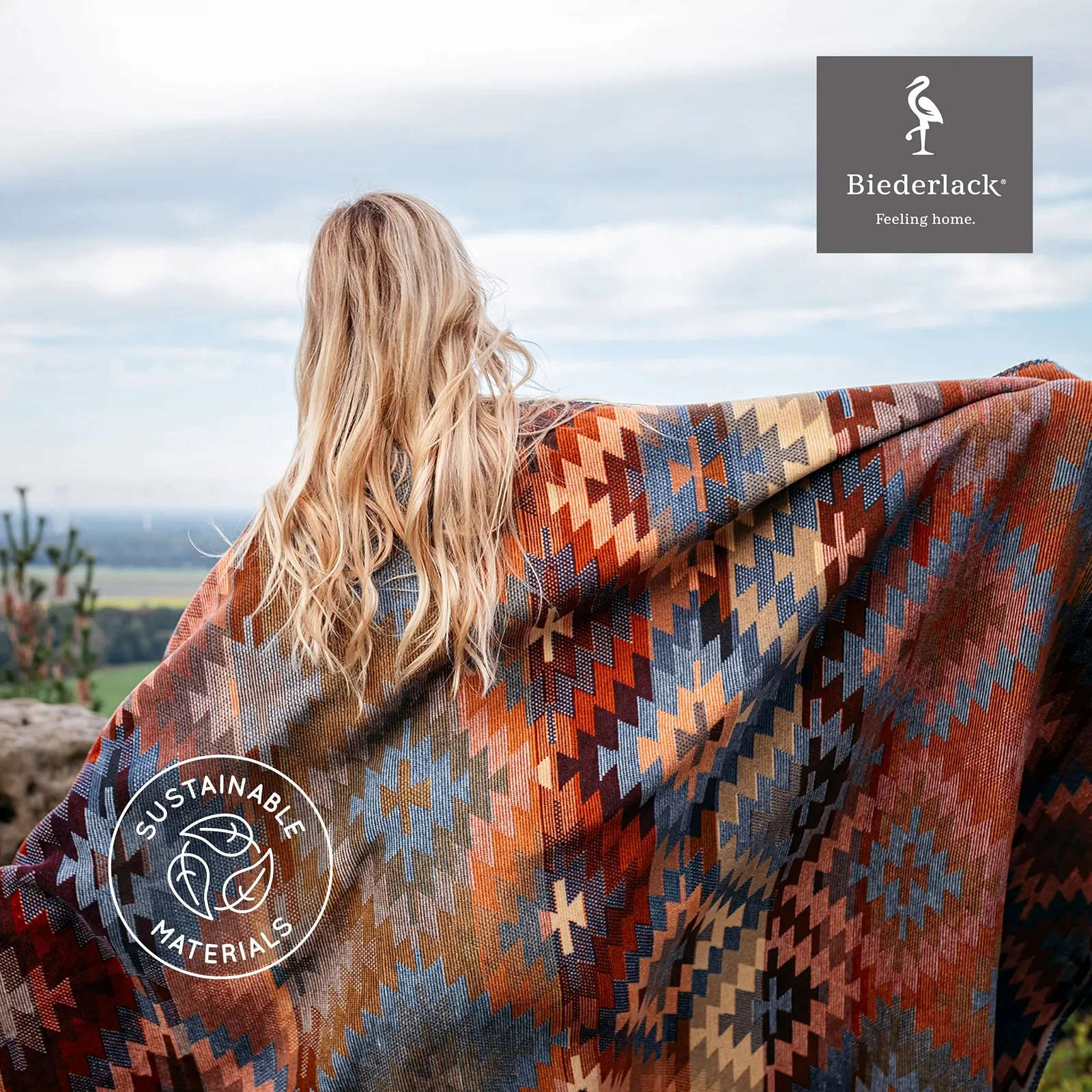 Одеяло Biederlack Fluffy Cuddly 'Navajo' I Этническое одеяло Сине-оранжевое I 150 x 200 см, фото №3