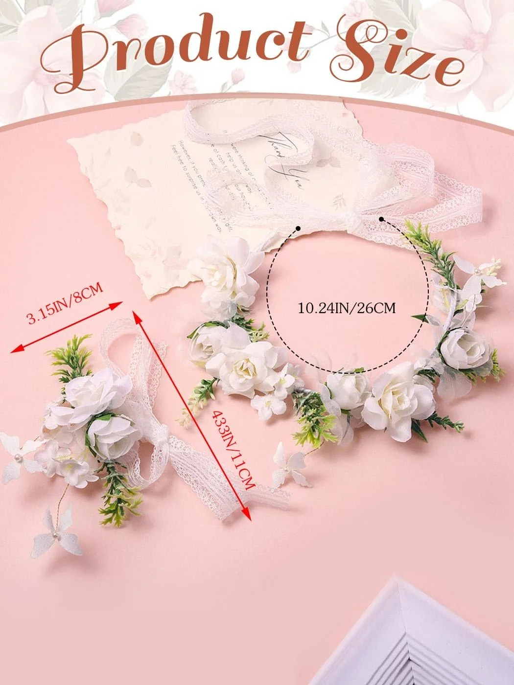 Вінок для волосся Квітка IYOU для дівчинки Білі троянди, фото №4