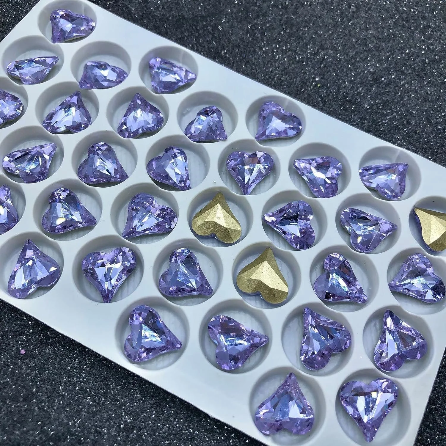 Стрази Reize, кристали великі стрази у формі серця, загострене дно, 100 шт, 12 x 13 мм, фіолетові, фото №1