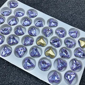 Стрази Reize, кристали великі стрази у формі серця, загострене дно, 100 шт, 12 x 13 мм, фіолетові - Фото 1