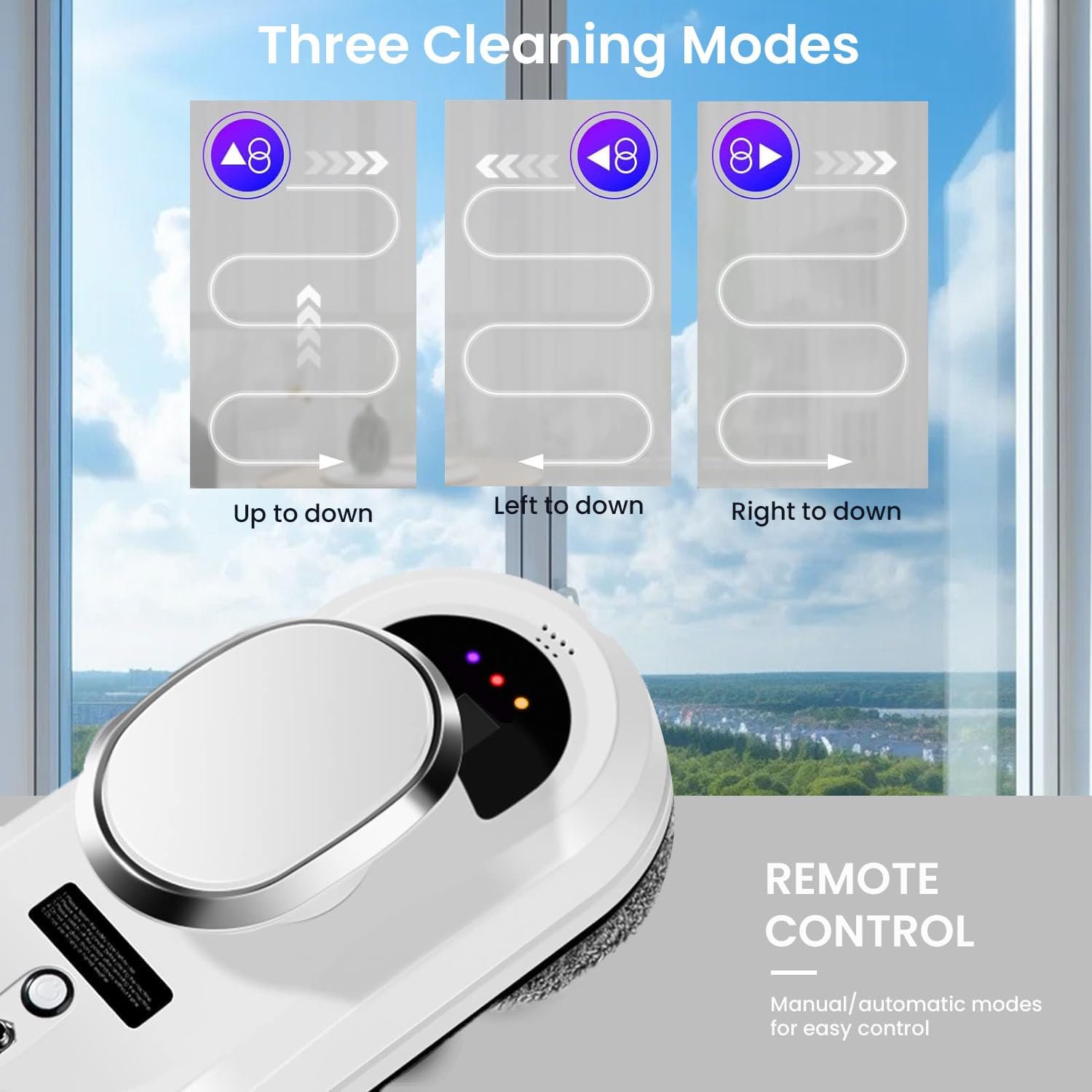 Робот для мойки окон, Intelligent Electric Window Cleaner с мощностью всасывания 5600 PA, дистанционным управлением, обнаружением краев и аварийной защитой питания, 0.35 м/мин робот для мойки стекла для окон, фото №6