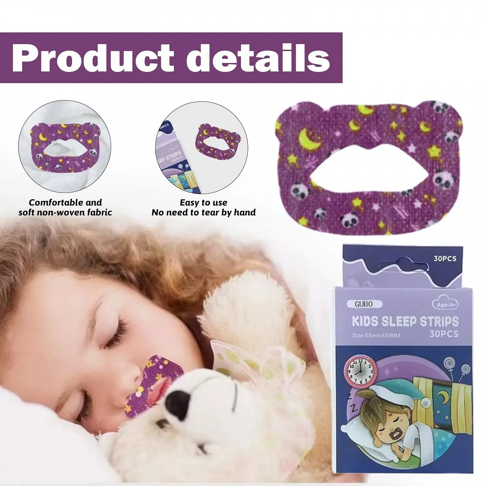 Пластирі для рота для сну, 60 шт., фото №3