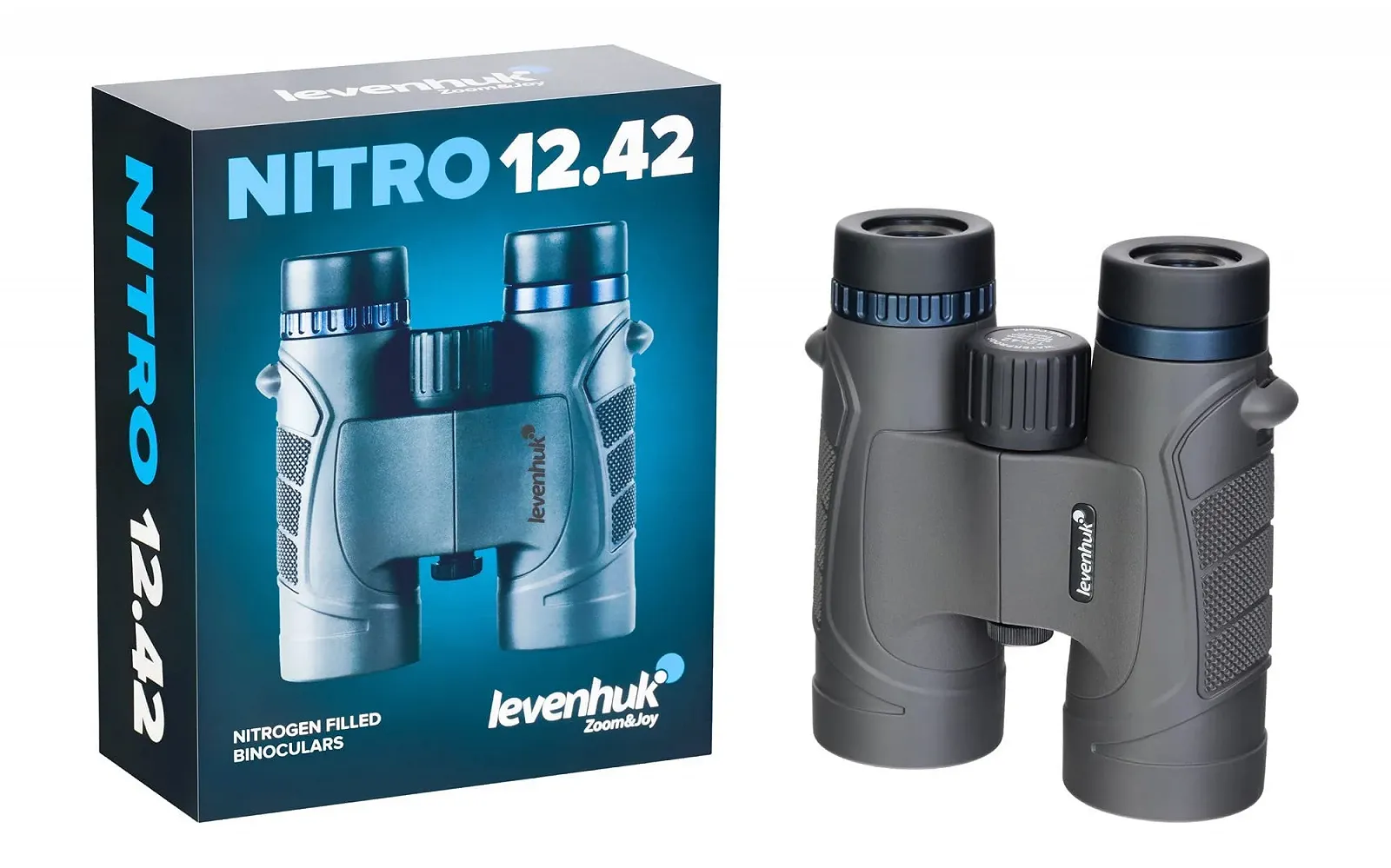 Бінокль Levenhuk Nitro 12x42 Waterproof з сумкою, ременем та захисними кришками в комплекті, фото №3
