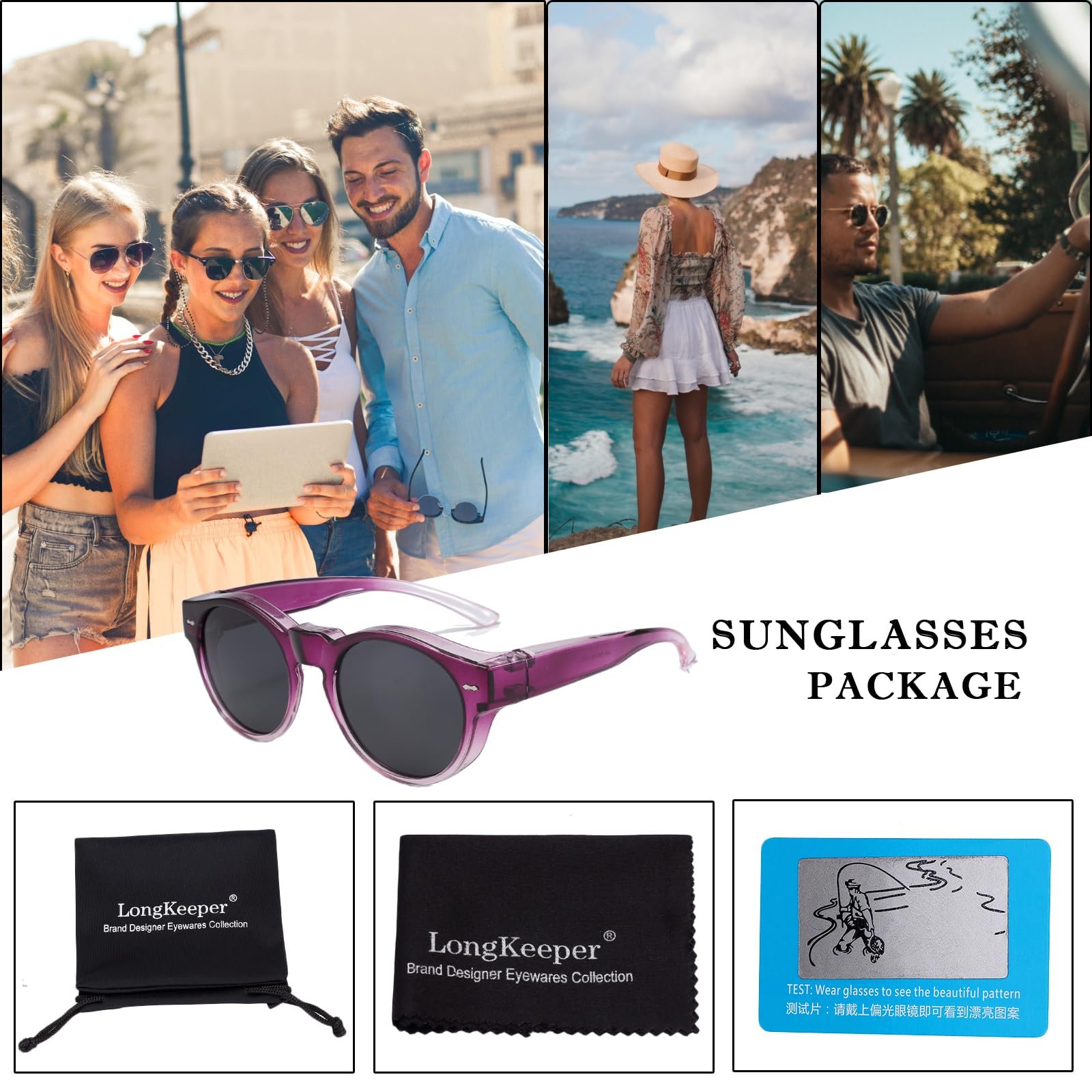 Солнцезащитные очки Long Keeper Polarised Over-Top Женские круглые, фото №7