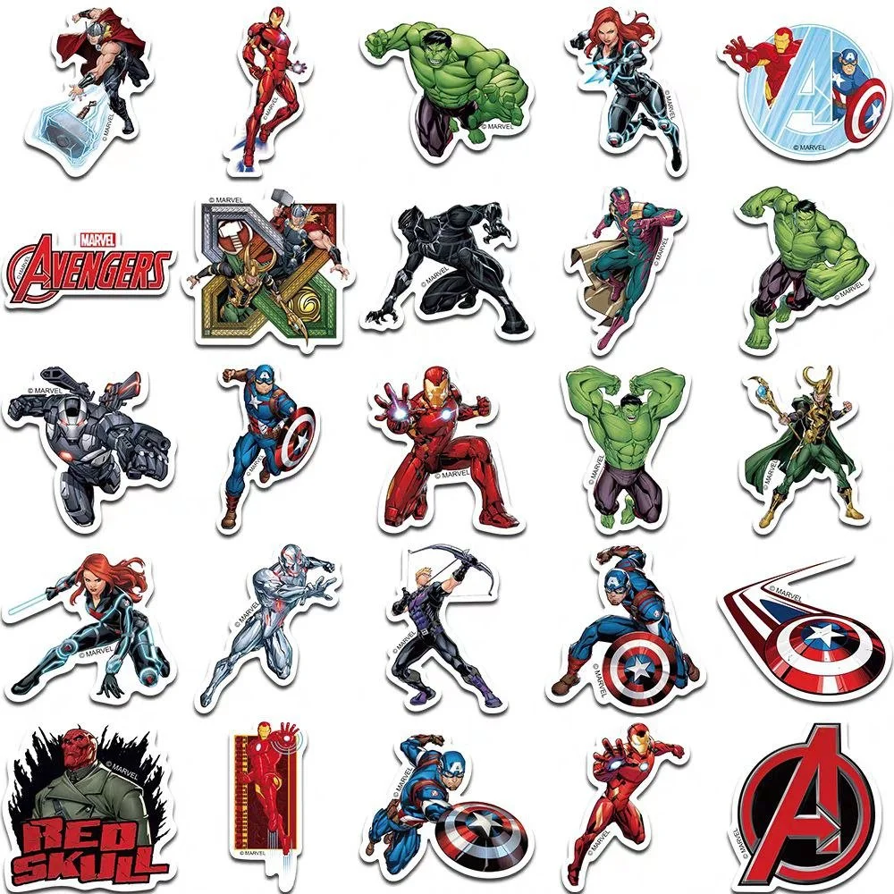 Стикеры Мстители Марвел Железный человек Халк Железный человек Marvel The Avengers стикерпак наклейки набор наклейок 50 шт, фото №3
