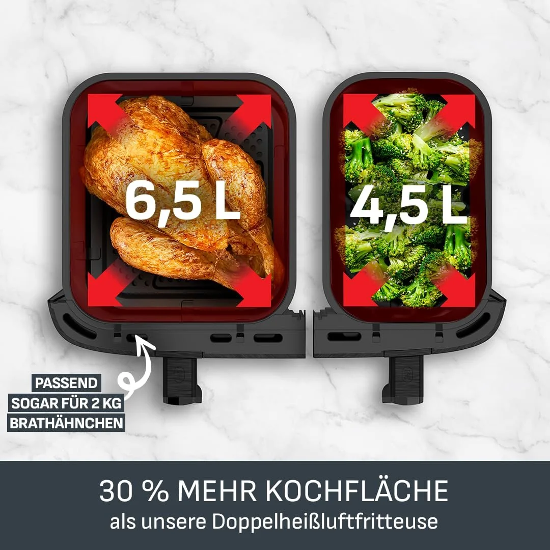 Мультипечь Tefal Dual Easy Fry XXL EY942B 11 л 2 камеры 7 программ 2700 Вт Digital Display Extra Crisp, фото №3 Мультипечь Tefal Dual Easy Fry XXL EY942B 11 л 2 камеры 7 программ 2700 Вт Digital Display Extra Crisp, фото №3