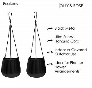 Набір підвісних кашпо Olly & Rose 14 см металеві Матовий чорний 2 шт. synthetic.ua - Фото 1