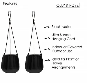 Набор подвесных кашпо Olly & Rose 14 см металлические Матовый черный 2 шт. цена на synthetic.ua - Фото 1 Набор подвесных кашпо Olly & Rose 14 см металлические Матовый черный 2 шт. synthetic.ua - Фото 1
