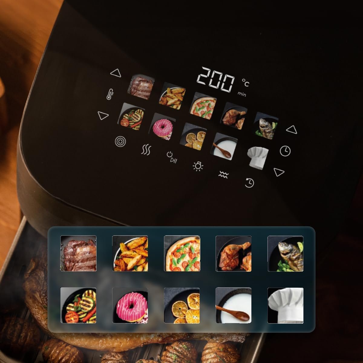 Мультипечь Cecotec Cecofry & Grill Smokin' 8500 8.5 л Гриль Двойной нагрев Коптильня 2200 Вт 40-200 °C 10 меню, фото №8 Мультипечь Cecotec Cecofry & Grill Smokin' 8500 8.5 л Гриль Двойной нагрев Коптильня 2200 Вт 40-200 °C 10 меню, фото №8