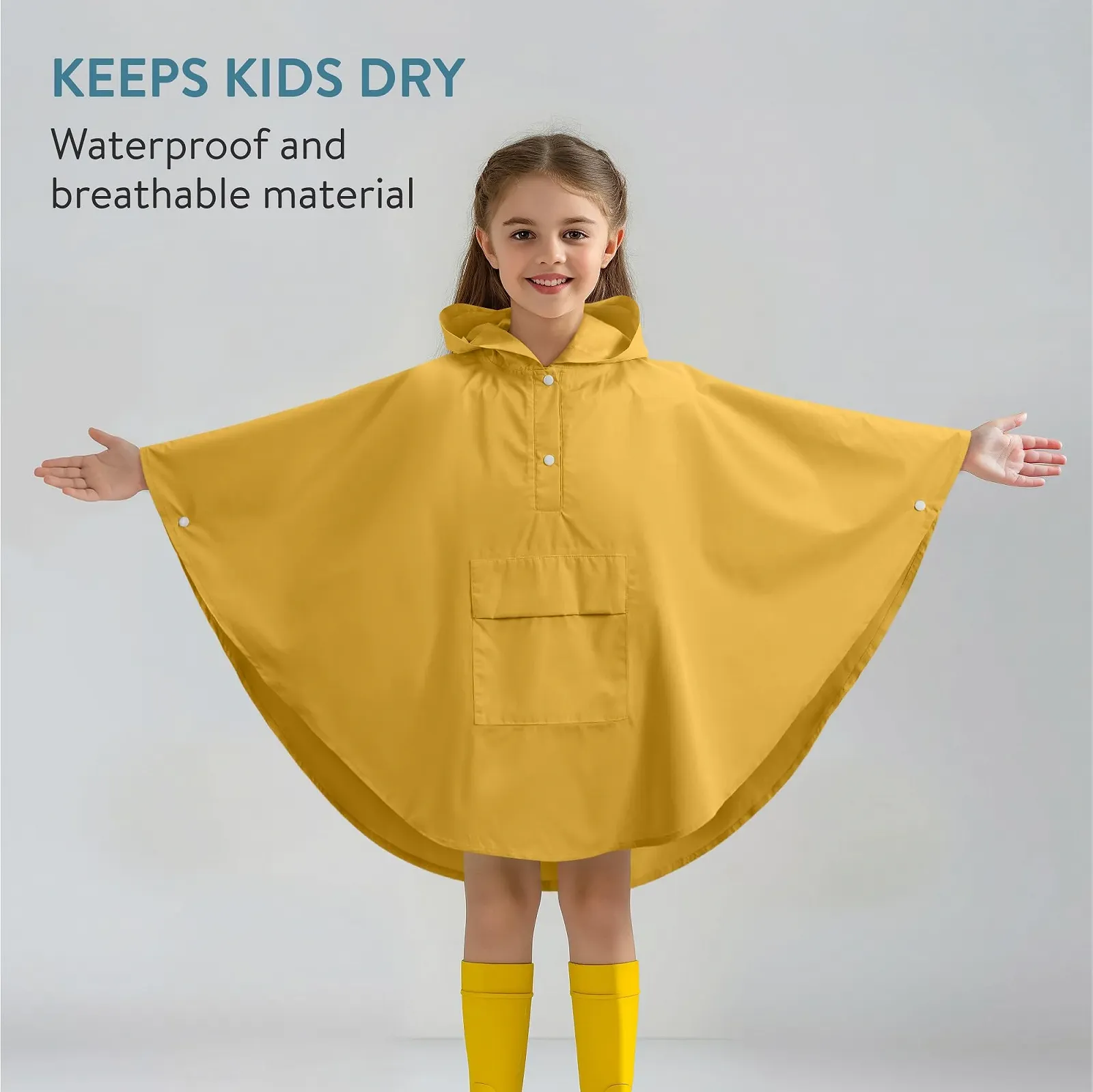 Дитяче дощове пончо JEMIDI Водонепроникне для хлопчиків і дівчаток, фото №2