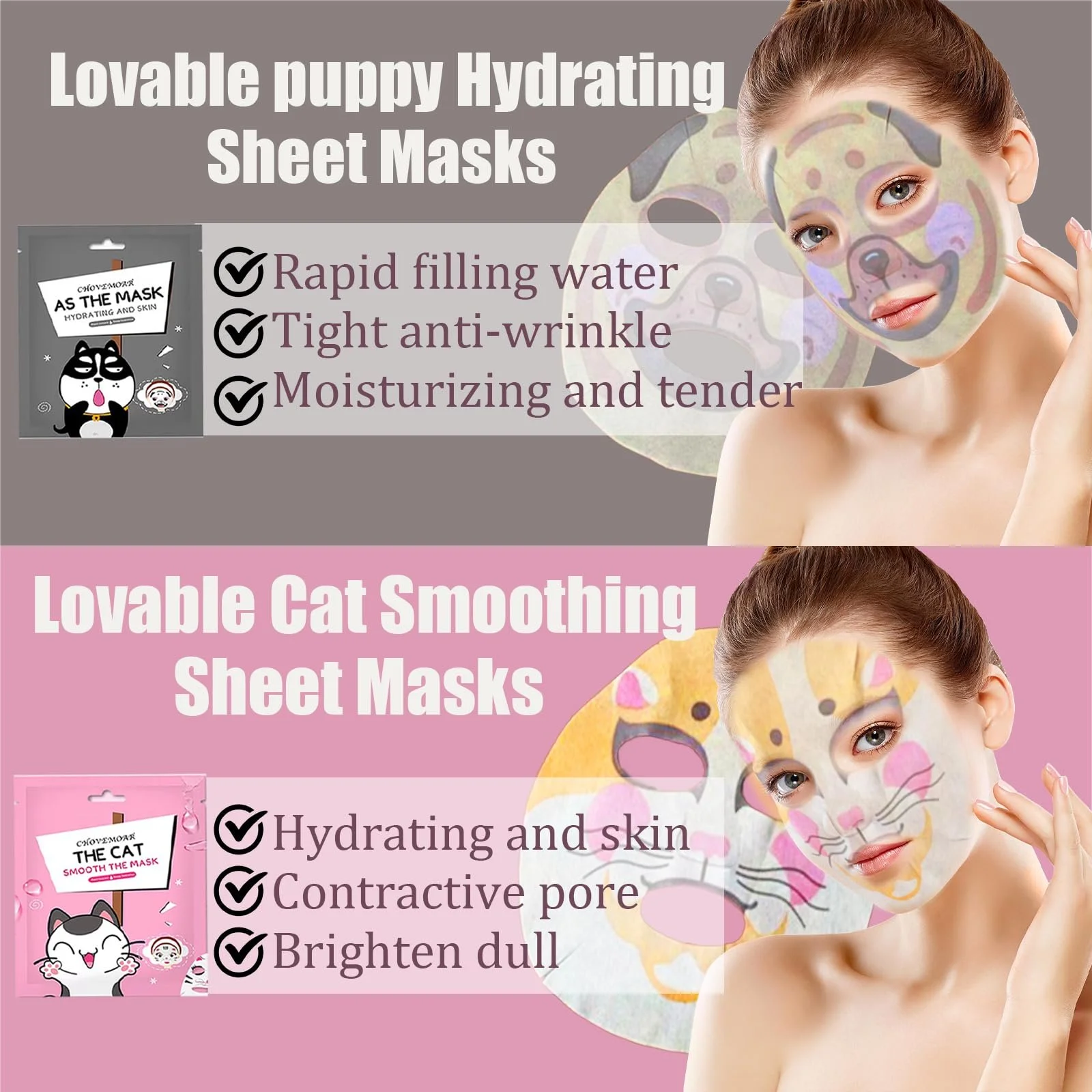 Тканинна маска для обличчя Зволожуюча Набір масок для зміцнення шкіри 10 шт, фото №2