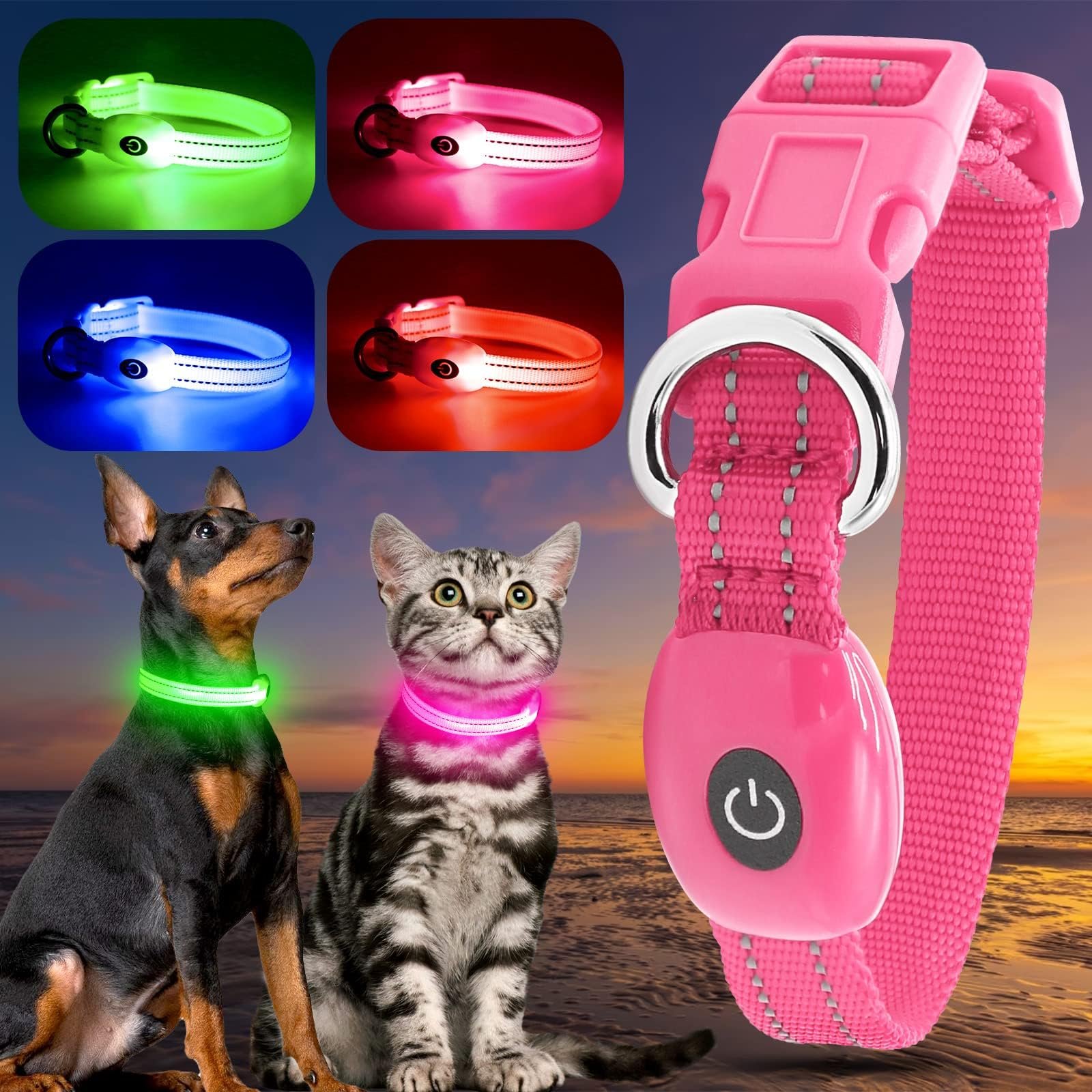 Ошейник светодиодный YFbrite LED Rechargeable Reflective Pink XS, фото №9 Ошейник светодиодный YFbrite LED Rechargeable Reflective Pink XS, фото №9