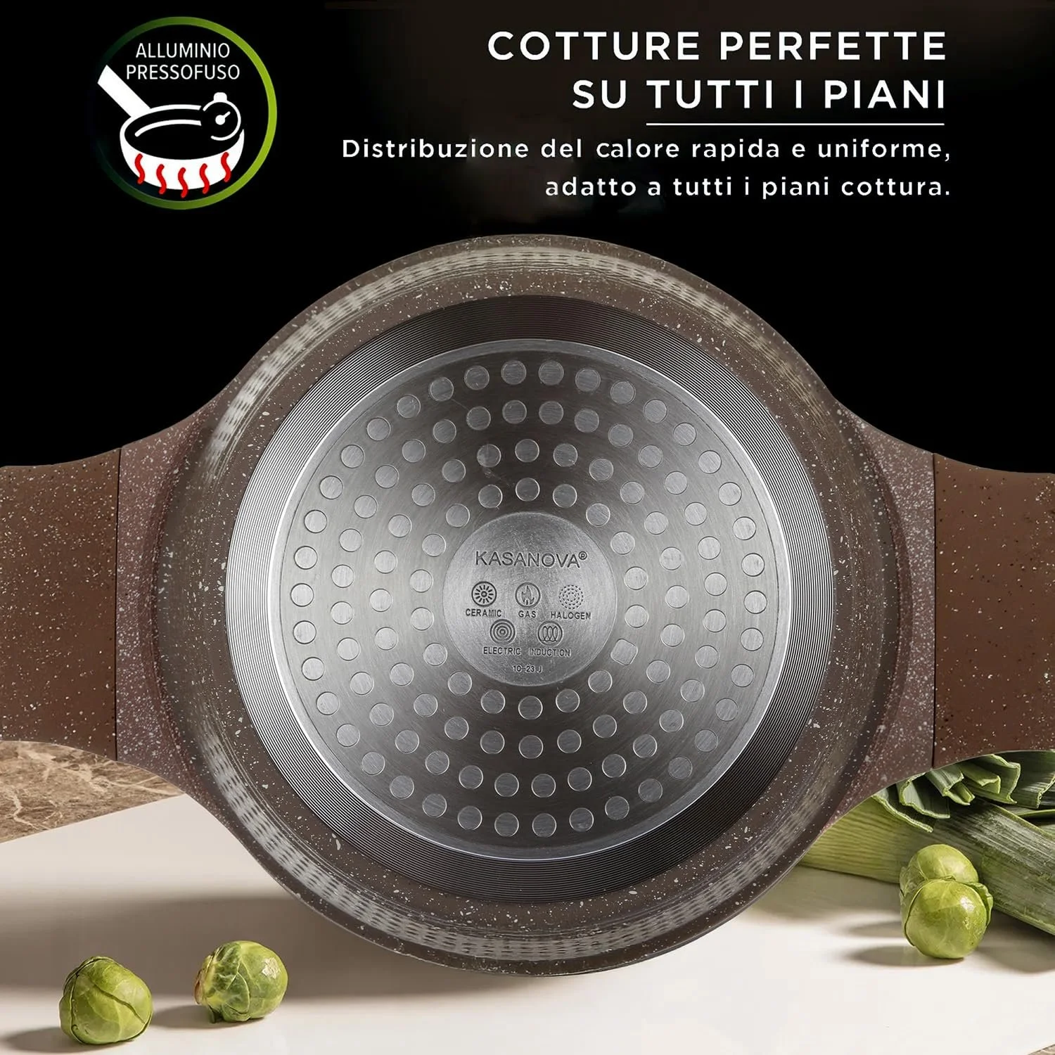 Каструля для запікання KASANOVA 28 см антипригарна з коричневою кришкою, фото №3