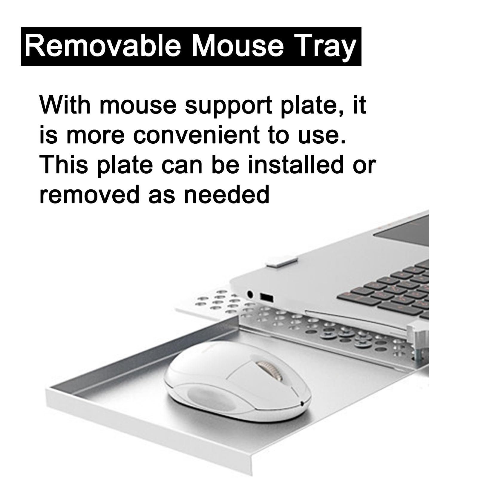 Підставка для ноутбука з підставкою для миші, 3-осьове обертання, платформа з охолоджуючими отворами з алюмінієвого сплаву, фото №3