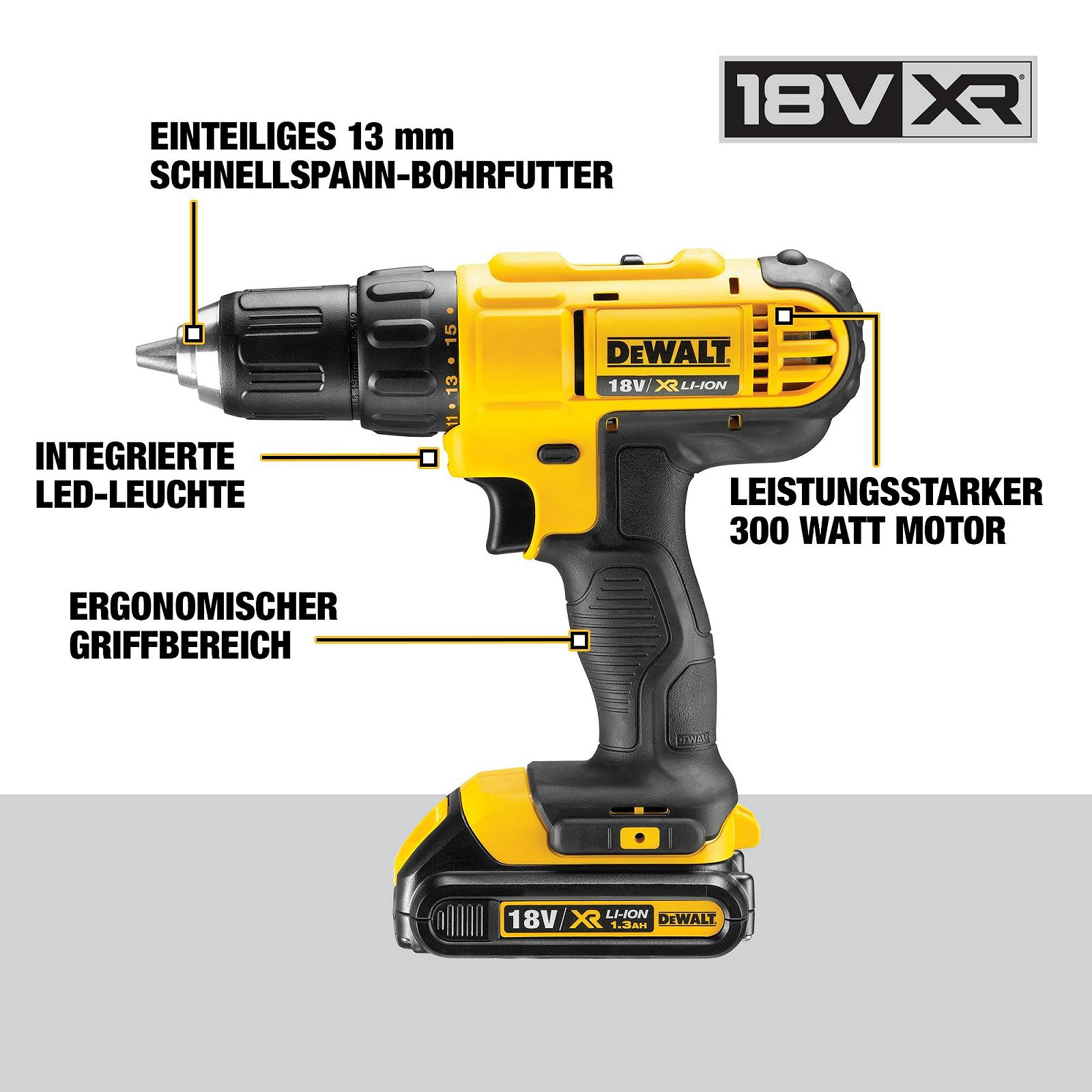 Дриль-шуруповерт DeWalt XR DCD771C2 Бездротовий 2-швидкісний Повністю металевий привід з LED робочим світлом 18 V 2 батареї, фото №2