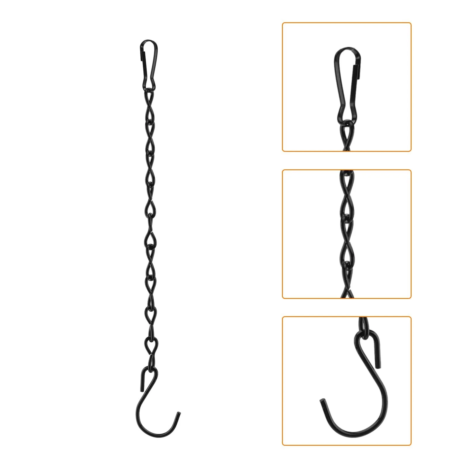 Металлические подвесные цепи с крючками 25 см черные 20 шт., фото №5