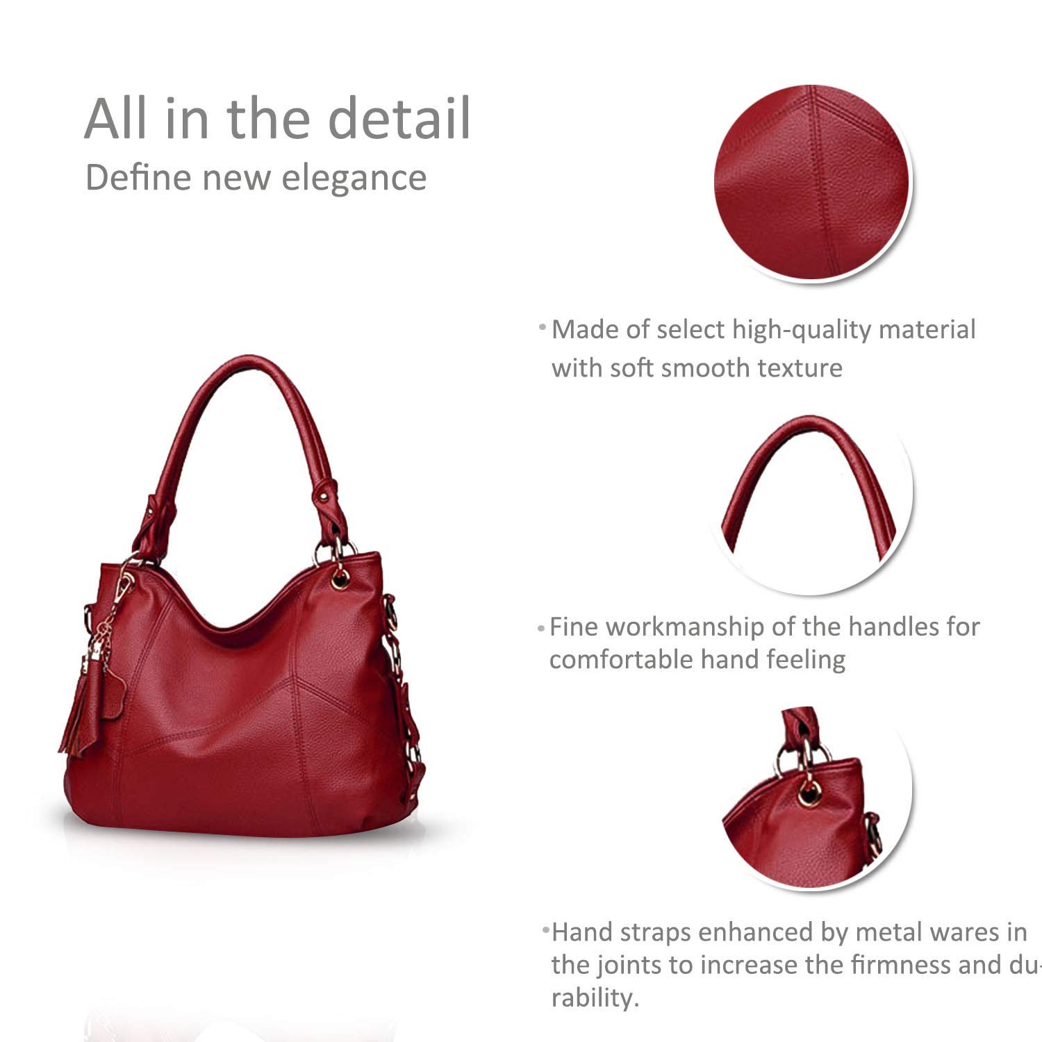 Сумка женская Nicole & Doris, большая, из мягкой кожи, сумка-шоппер, новая дизайнерская, с кисточкой, фото №6