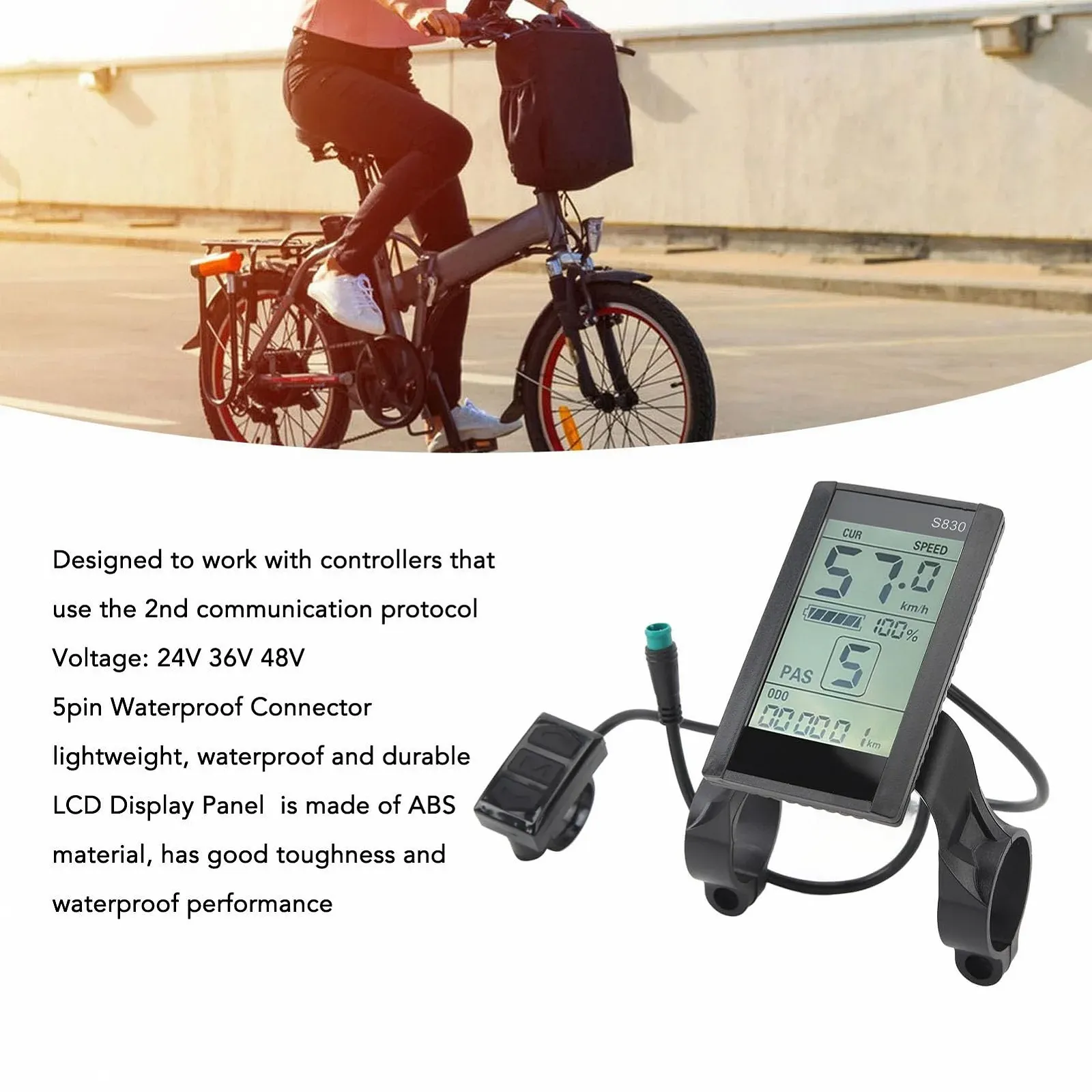 Дисплейная панель S830 LCD 24В 36В 48В 5 Pin, фото №8