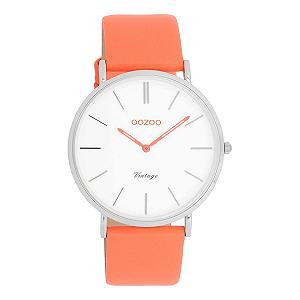Часы Oozoo Vintage Ремешок кожаный 40 мм Neon Orange C20313, неоновый оранжевый, винтажные - Фото 1