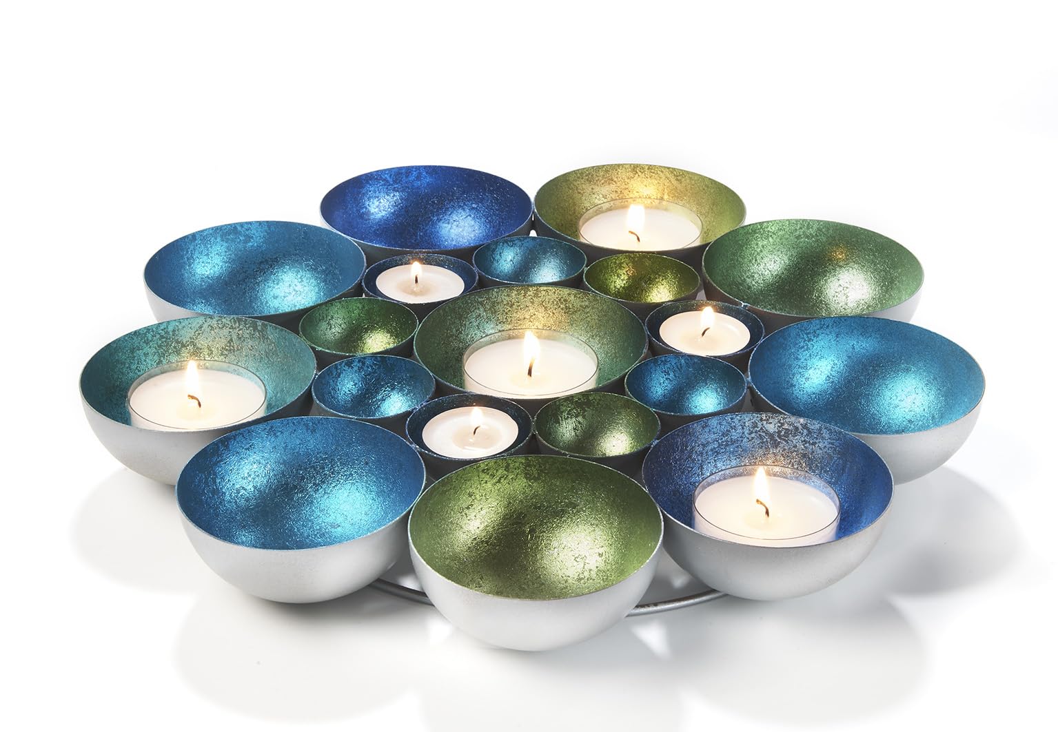 Підсвічник Kobolo Декоративна чаша Металева зелена та синя 40 см, фото №2