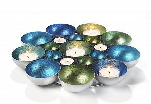 Підсвічник Kobolo Декоративна чаша Металева зелена та синя 40 см synthetic.ua - Фото 1