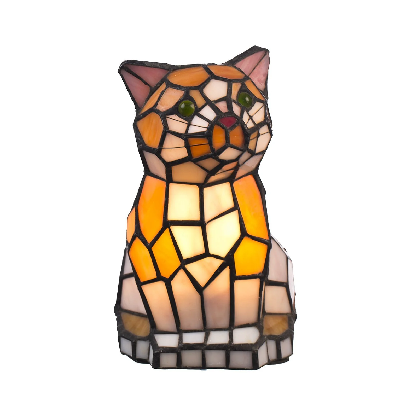 Настільна лампа-фігурка Birendy Tiff101 Кіт у стилі Тіффані, фото №1
