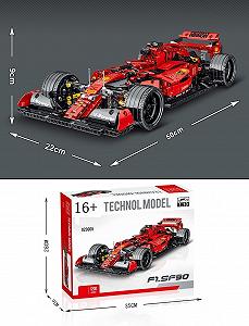 Технік Car для Ferrari SF90 з набором двигуна, 1:10 Великий автомобільний набір Формули 1, 1200 деталей MOC блочних елементів, сумісний з Ferrari SF90 F1 Technology synthetic.ua - Фото 1