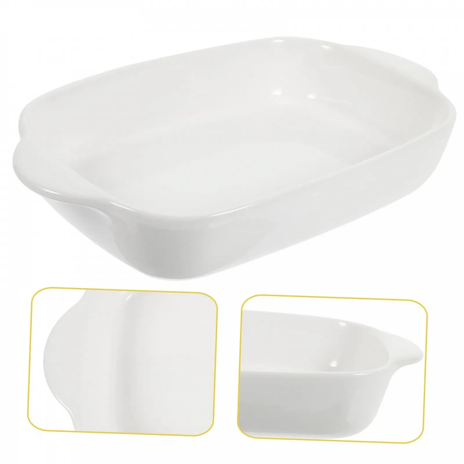 Керамическая форма для выпекания INOOMP с двойными ручками термостойкая штабелируемая Белый, фото №9