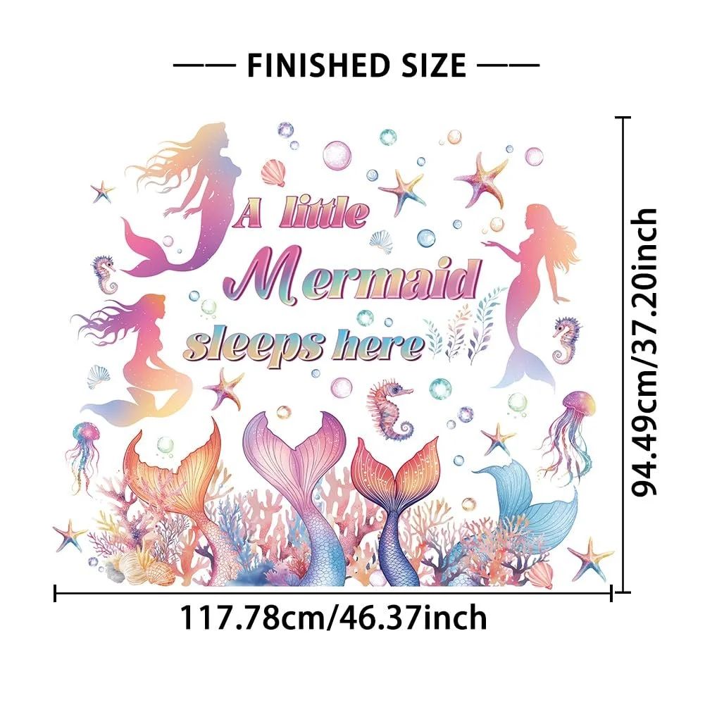 Наклейка на стіну Русалонька Океан набір 3 аркуші, фото №3