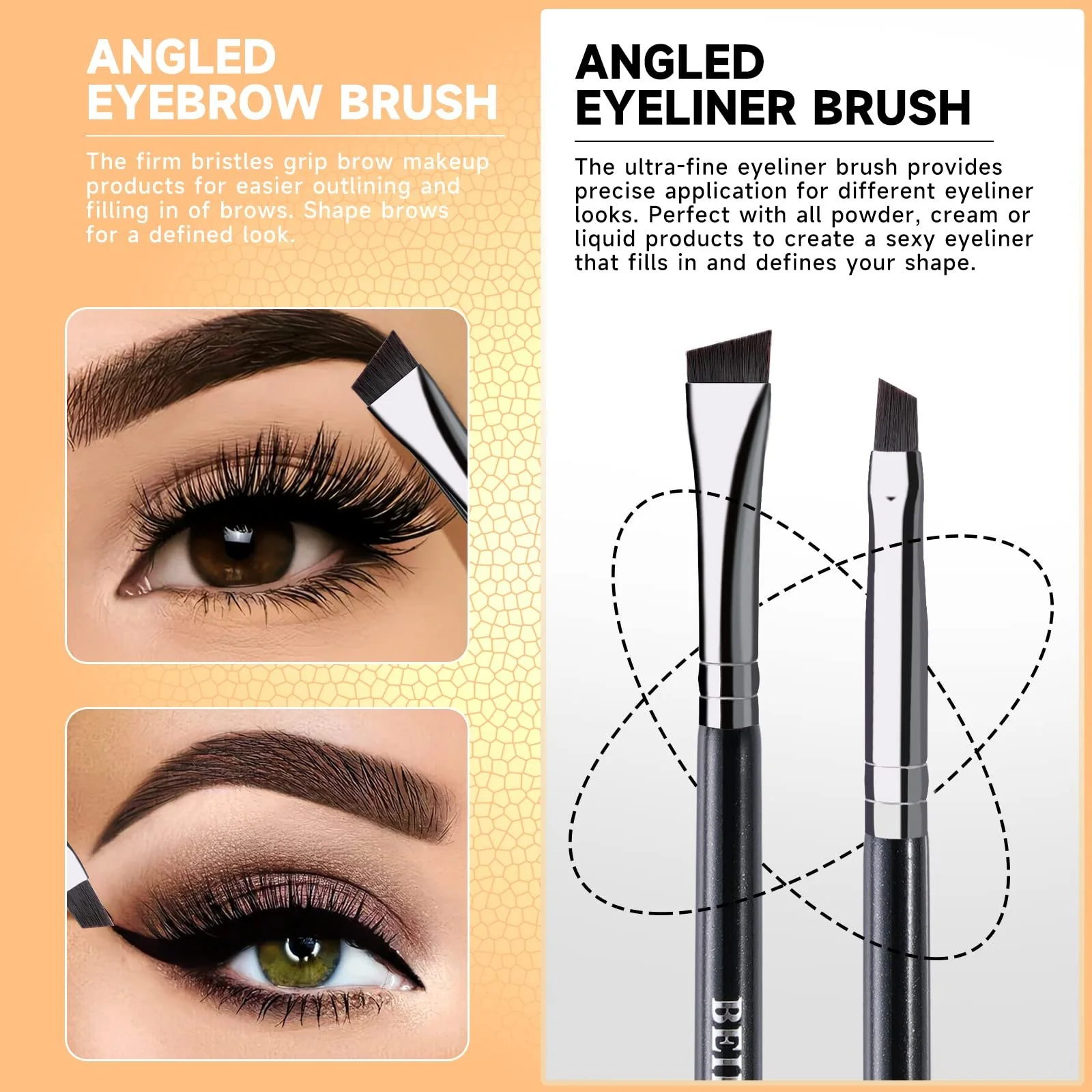 Кисти для подводки BEILI Double Ended Black, фото №2 Кисти для подводки BEILI Double Ended Black, фото №2