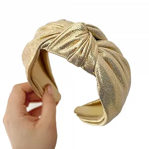 Обруч Блискучий з Вузлами Вінтажний Еластичний Золотий, 5 см - Фото 1