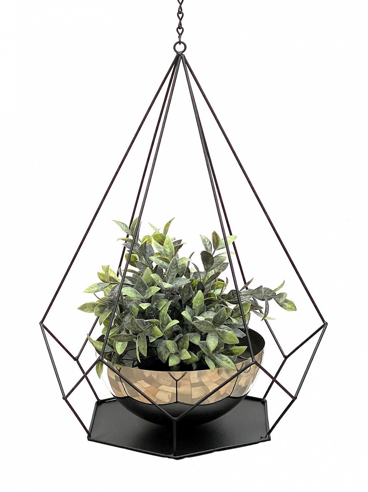 Підвісний кошик DanDiBo 96095 L металевий настінний з горщиком 76 см Чорний/Сріблястий, фото №5 Підвісний кошик DanDiBo 96095 L металевий настінний з горщиком 76 см Чорний/Сріблястий, фото №5