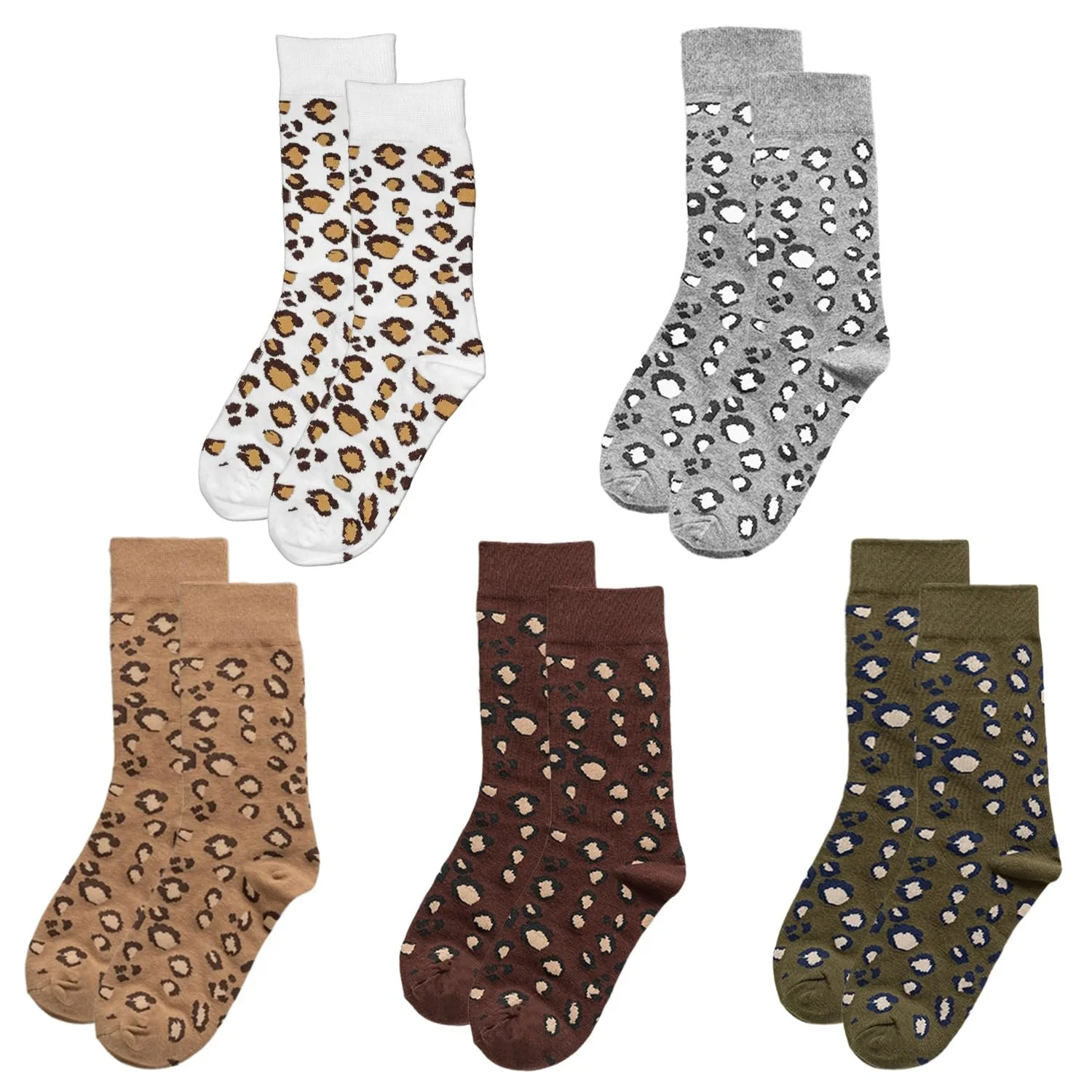 Носки средней длины с леопардовым принтом (5 пар), фото №1