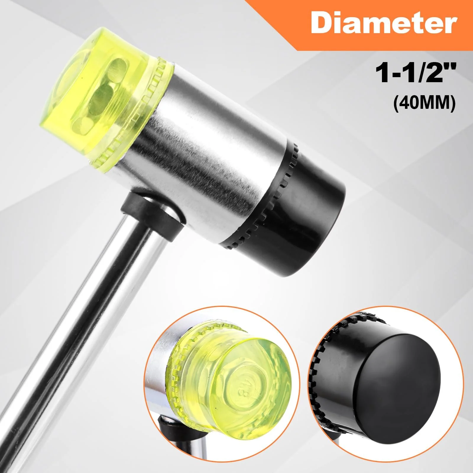 Набор резиновых киянок 60 mm/40 mm/25 mm с ручкой из стекловолокна 3 шт., фото №4