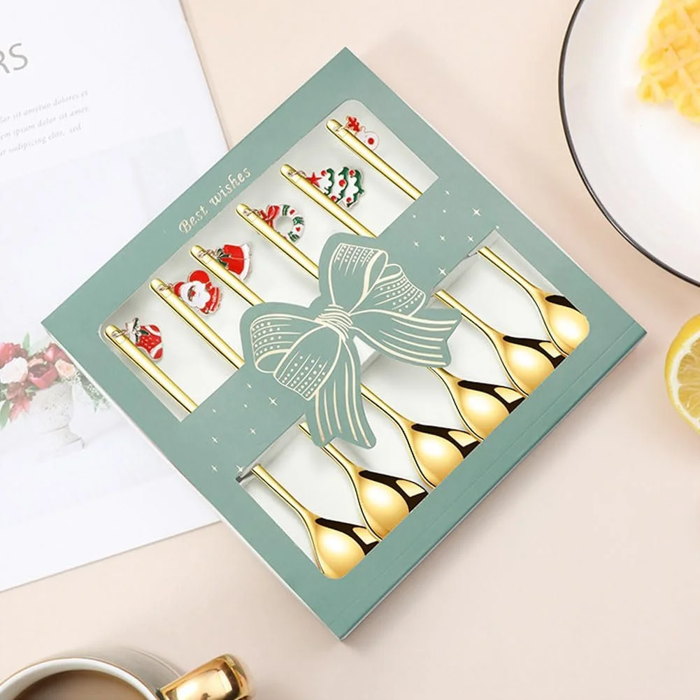 Набір столового посуду Ложка для змішування кави Різдвяна 6 предметів, фото №2